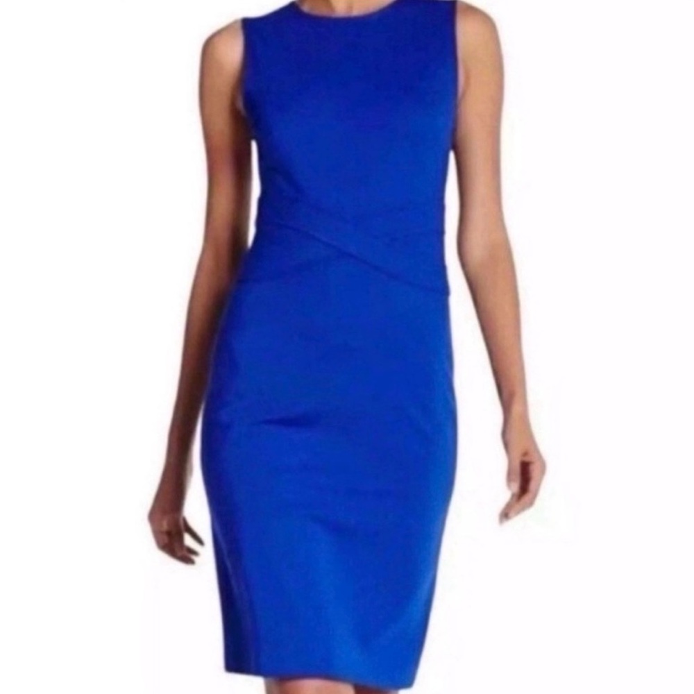 DVF Diane Von Furstenberg Evita Sleeveless Sheath Dress Blue Riviera-Size 6-EUC